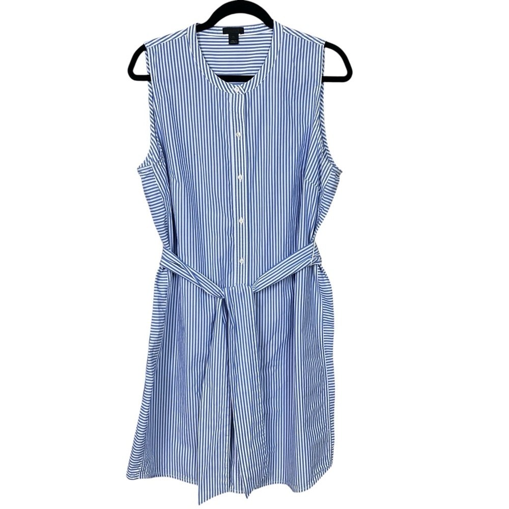 J. Crew Collection Sleeveless Shirtdress Pinstripe 100% Cotton Poplin Size XL - Picture 3 of 8